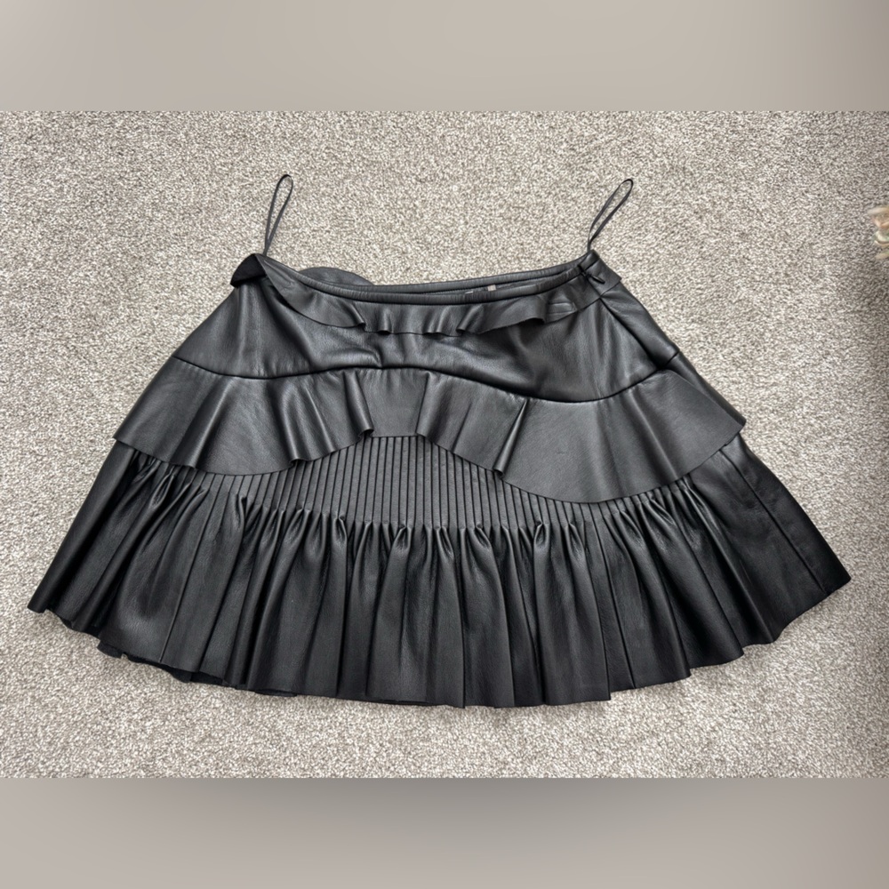 LoveShackFancy Black Tiered Mini Skirt